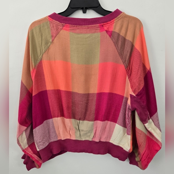 Free People Sugar Cookie Flannel Pajama Sweatshirt. Color Warm Combo. Size Small - Picture 6 of 11